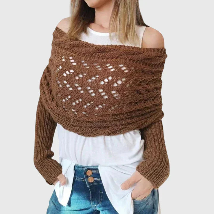 Women's Elegant Scarf with Cable Knit for Winter Layering