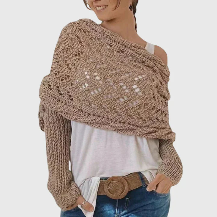 Women's Elegant Scarf with Cable Knit for Winter Layering