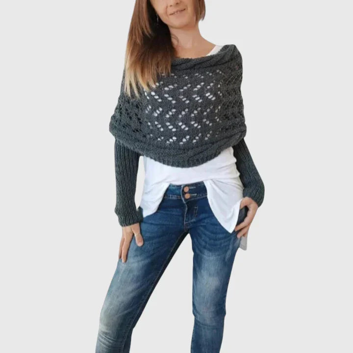 Women's Elegant Scarf with Cable Knit for Winter Layering