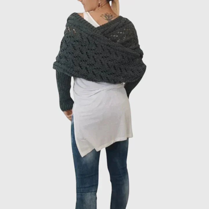 Women's Elegant Scarf with Cable Knit for Winter Layering