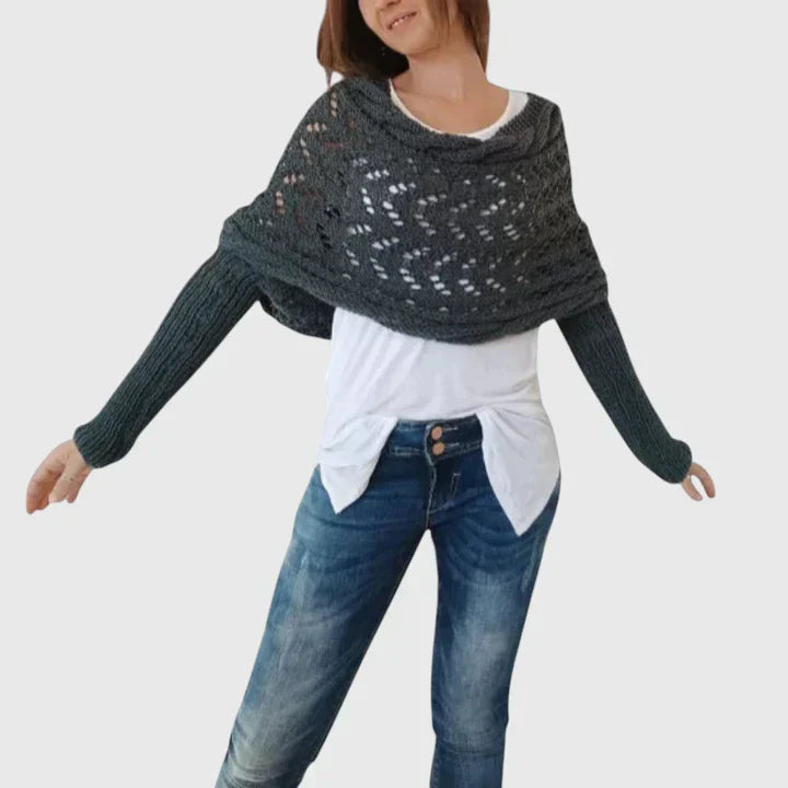 Women's Elegant Scarf with Cable Knit for Winter Layering