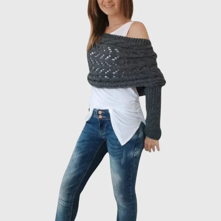 Women's Elegant Scarf with Cable Knit for Winter Layering