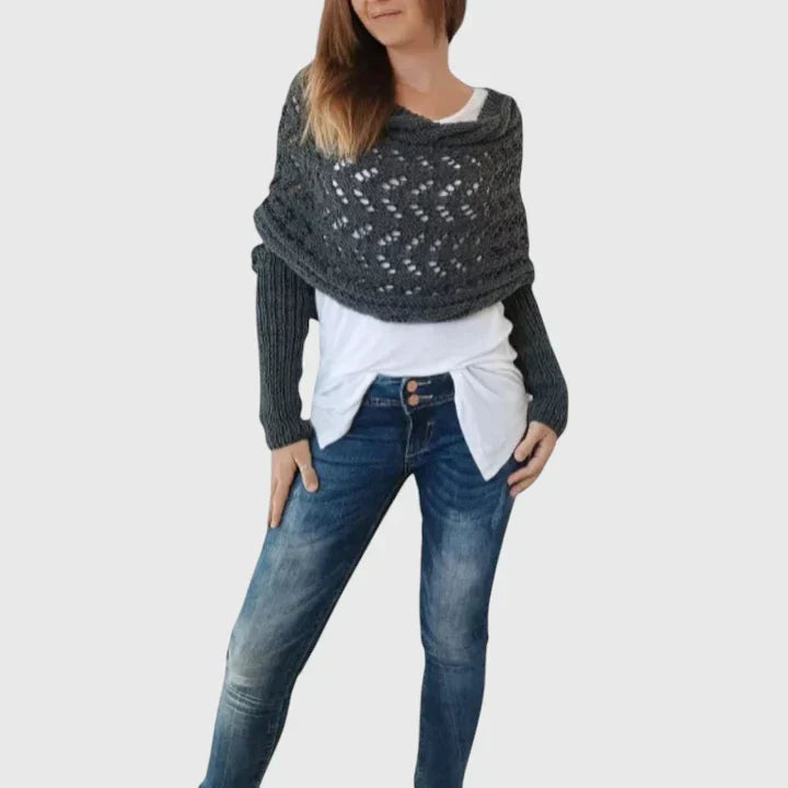 Women's Elegant Scarf with Cable Knit for Winter Layering