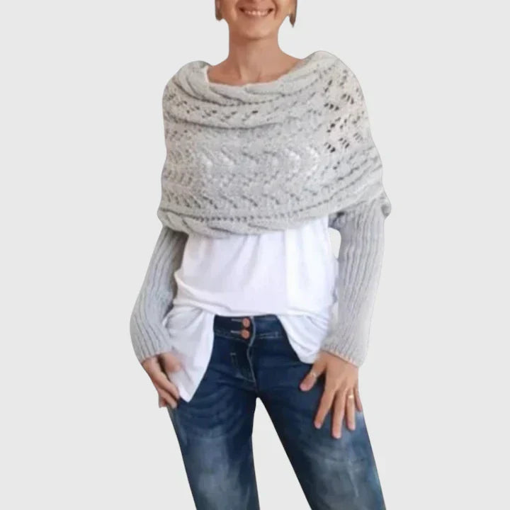 Women's Elegant Scarf with Cable Knit for Winter Layering