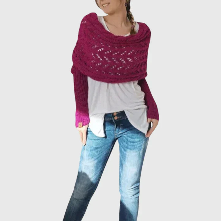 Women's Elegant Scarf with Cable Knit for Winter Layering