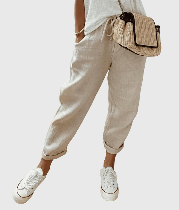 Women's Elegant Summer Trousers with Relaxed Elastic Fit