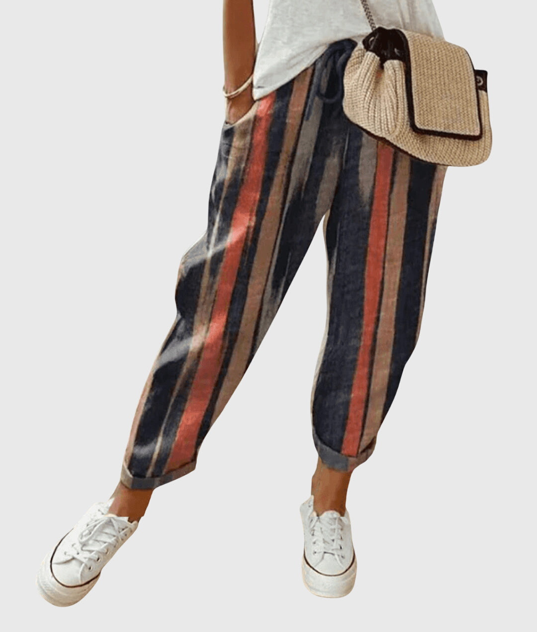 Women's Elegant Summer Trousers with Relaxed Elastic Fit