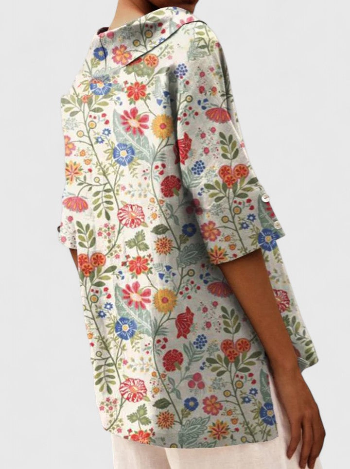 Women's Elegant Top with Floral Print for Summer Days