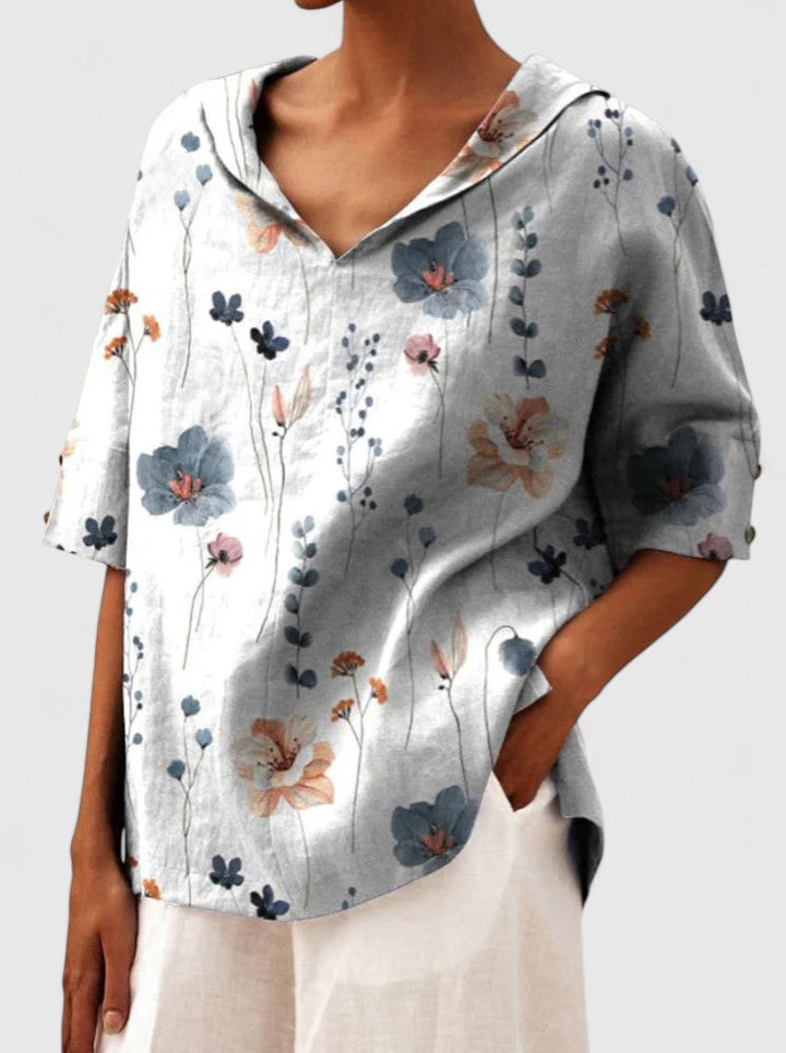 Women's Elegant Top with Floral Print for Summer Days