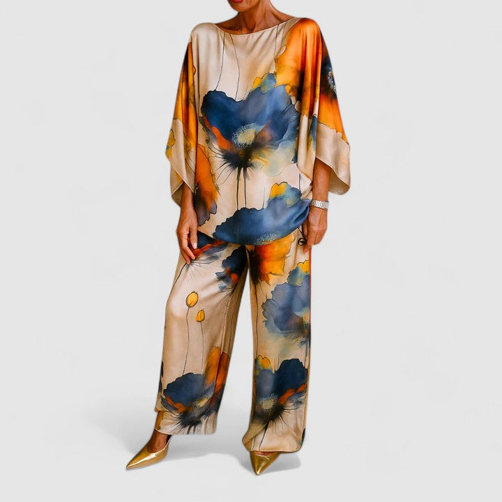 Women's Elegant Two-Piece Set with Bold Print for Day-to-Evening