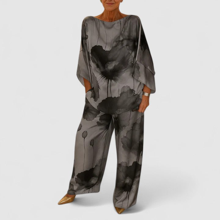 Women's Elegant Two-Piece Set with Bold Print for Day-to-Evening