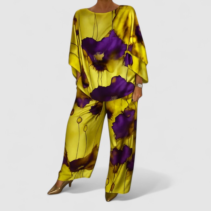 Women's Elegant Two-Piece Set with Bold Print for Day-to-Evening