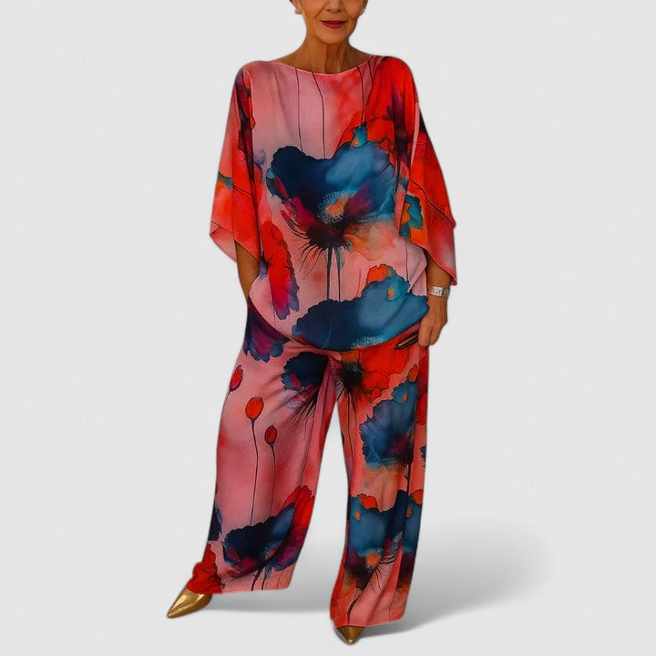 Women's Elegant Two-Piece Set with Bold Print for Day-to-Evening
