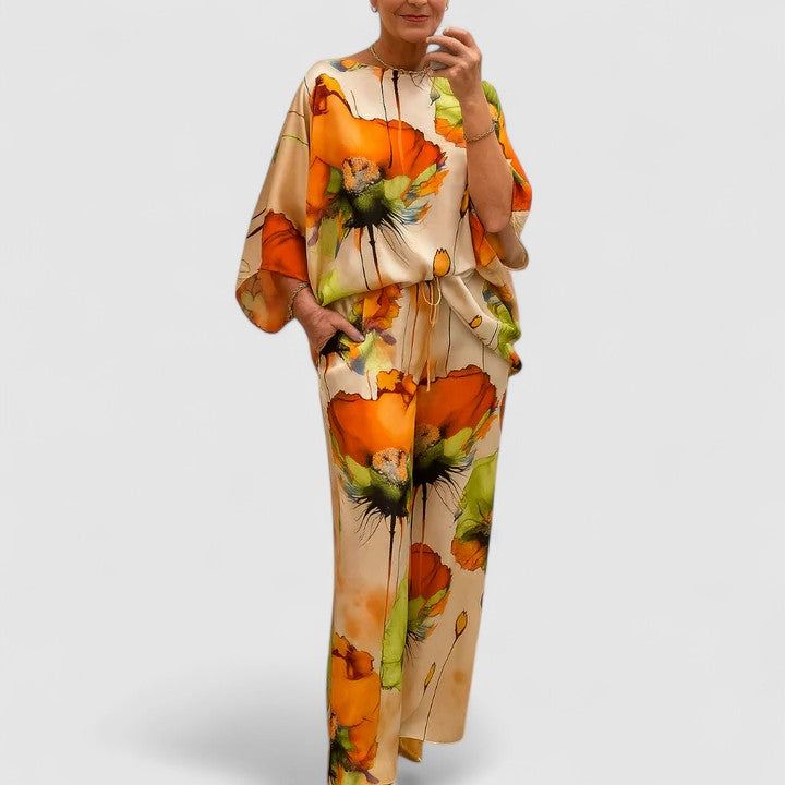 Women's Elegant Two-Piece Set with Bold Print for Day-to-Evening