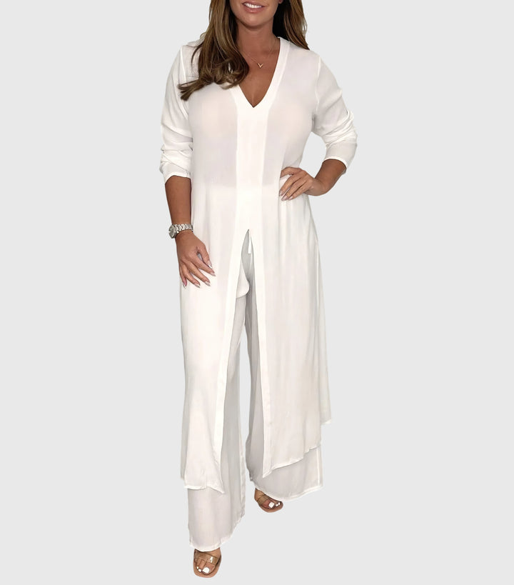 Women's Elegant Two-Piece Set with Elastic Waistband for Everyday