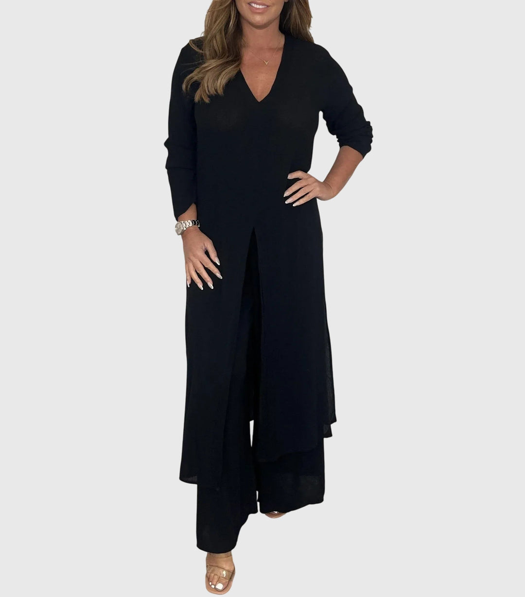 Women's Elegant Two-Piece Set with Elastic Waistband for Everyday