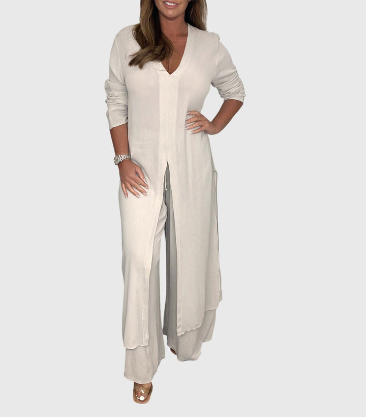 Women's Elegant Two-Piece Set with Elastic Waistband for Everyday