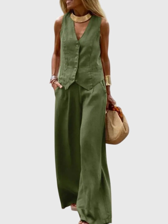 Women's Elegant Two-Piece Set with Vest for Events