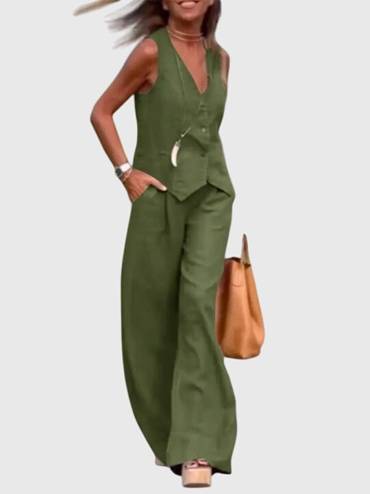 Women's Elegant Two-Piece Set with Vest for Events