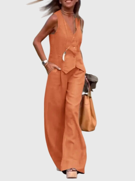 Women's Elegant Two-Piece Set with Vest for Events