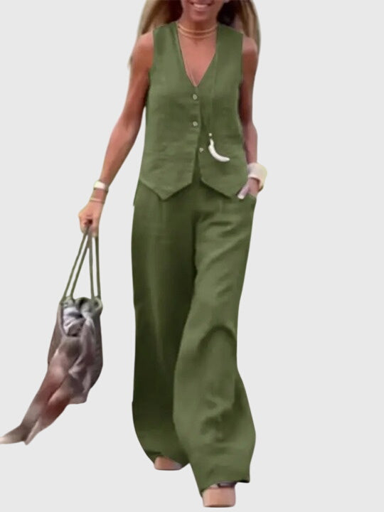 Women's Elegant Two-Piece Set with Vest for Events