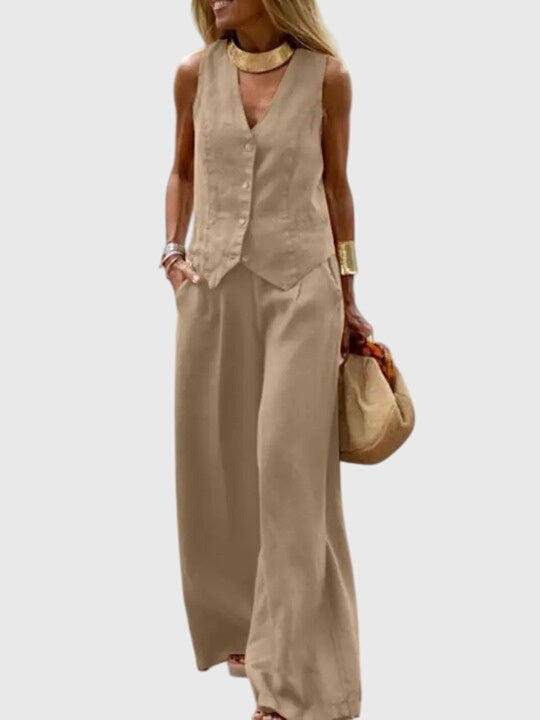 Women's Elegant Two-Piece Set with Vest for Events