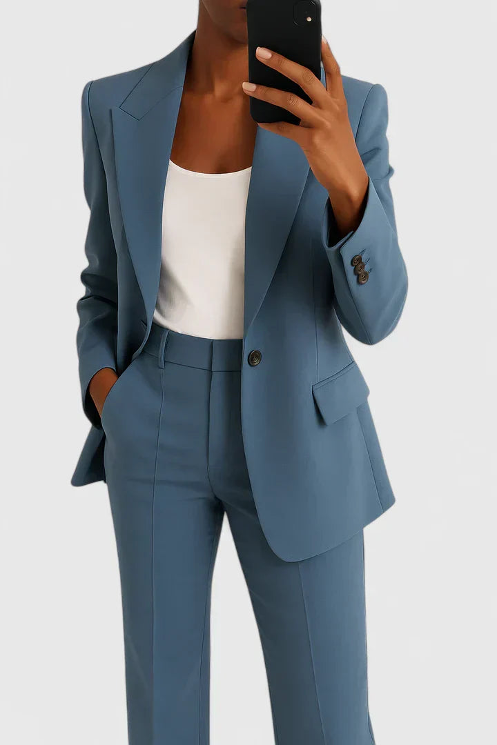 Women's Elegant Two-Piece Suit Set with Cut for Formal Events