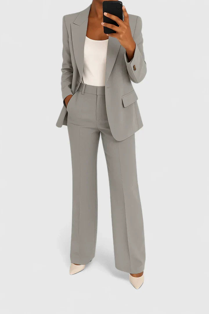 Women's Elegant Two-Piece Suit Set with Cut for Formal Events
