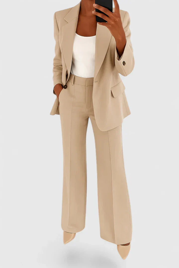 Women's Elegant Two-Piece Suit Set with Cut for Formal Events