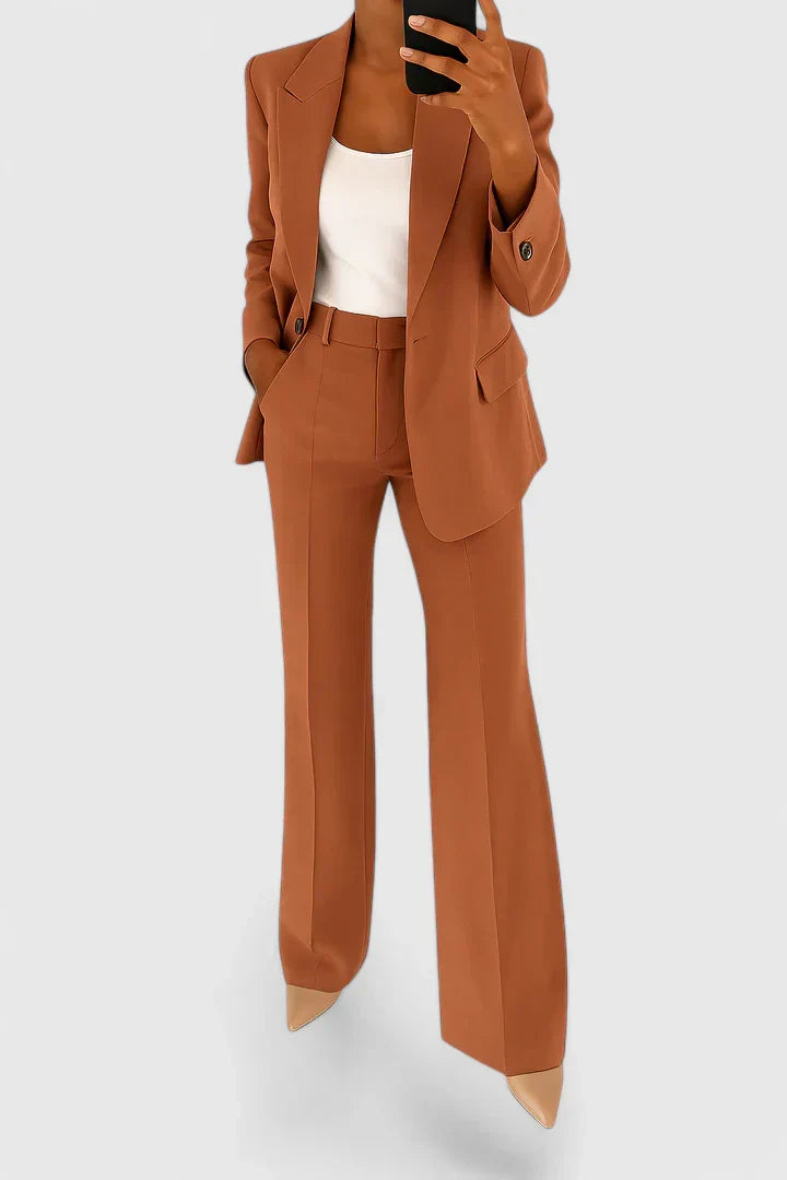 Women's Elegant Two-Piece Suit Set with Cut for Formal Events