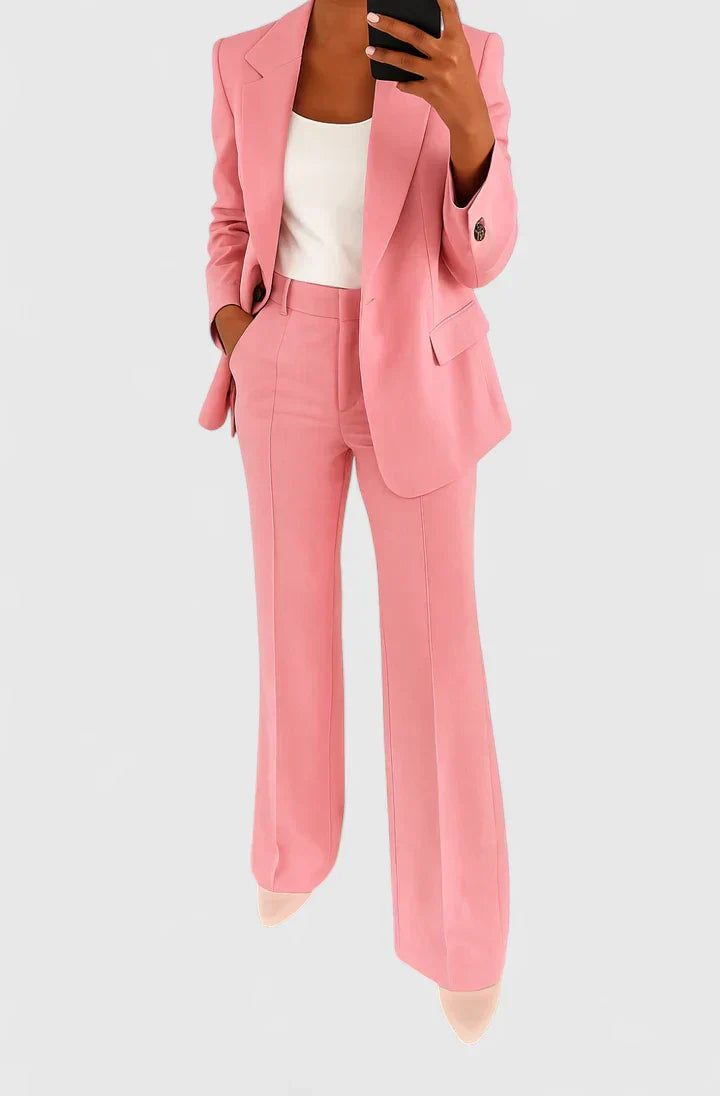 Women's Elegant Two-Piece Suit Set with Cut for Formal Events