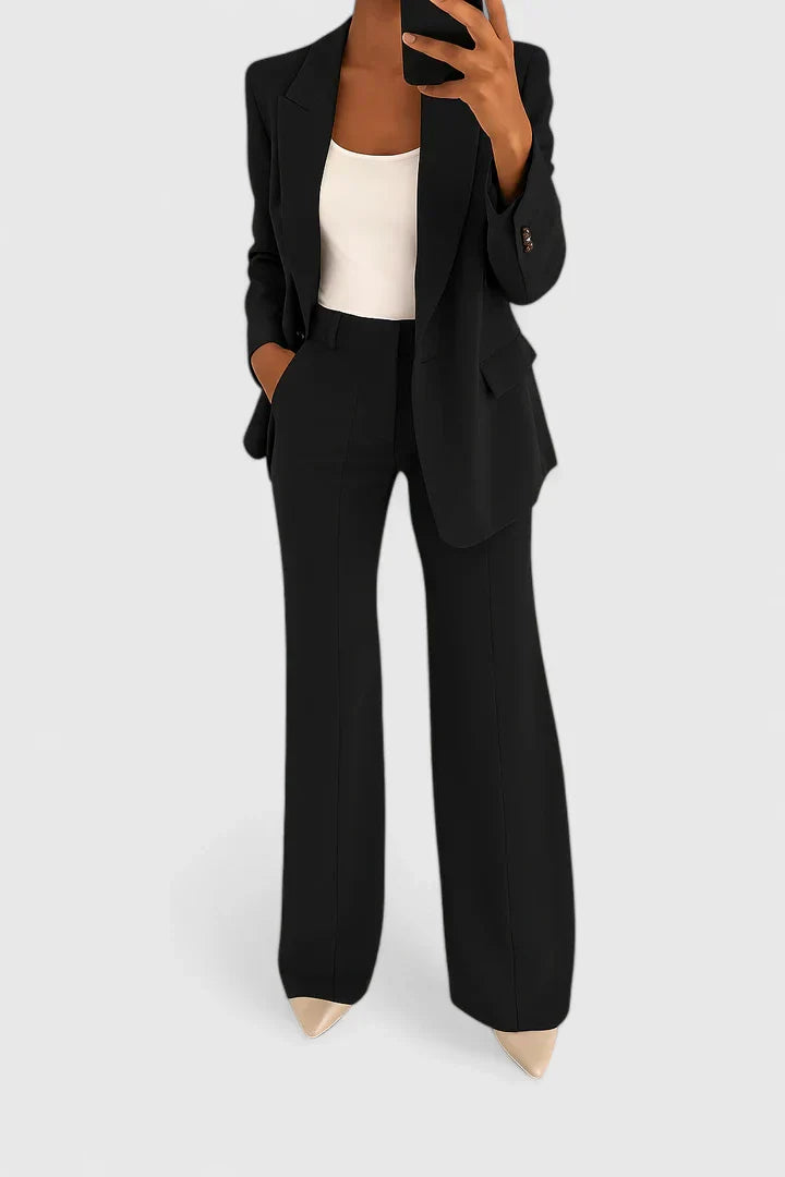 Women's Elegant Two-Piece Suit Set with Cut for Formal Events