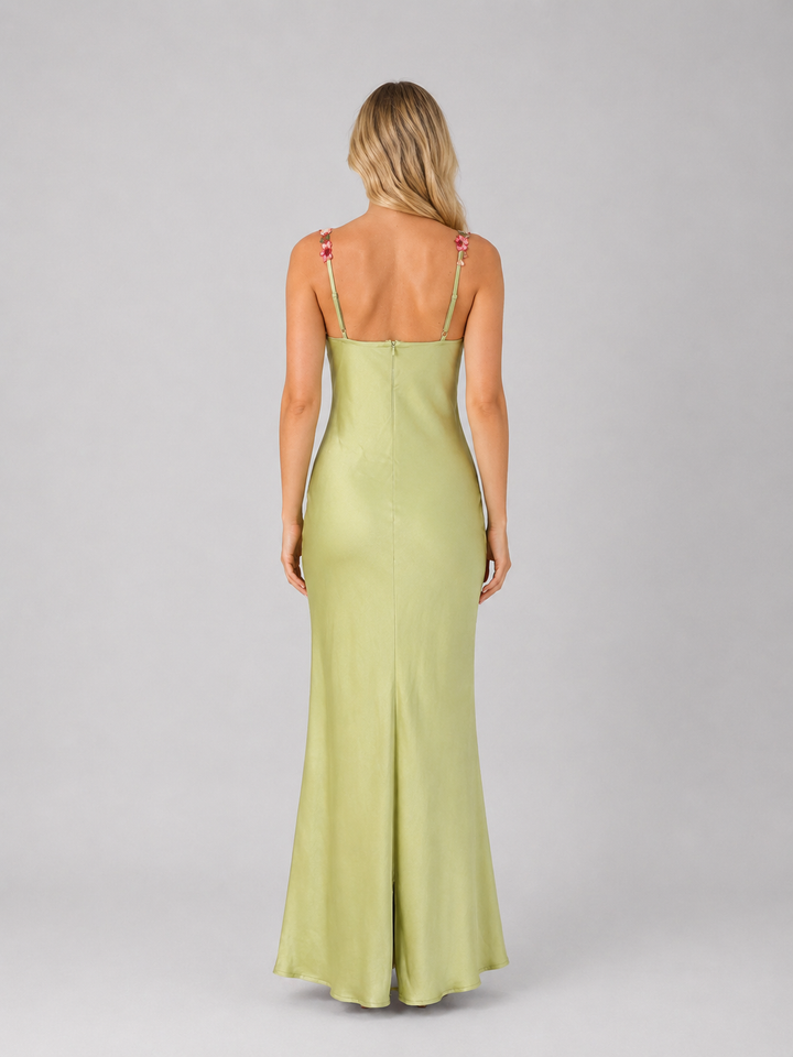 Women’s Embroidered Maxi Dress with Sculpted Fit