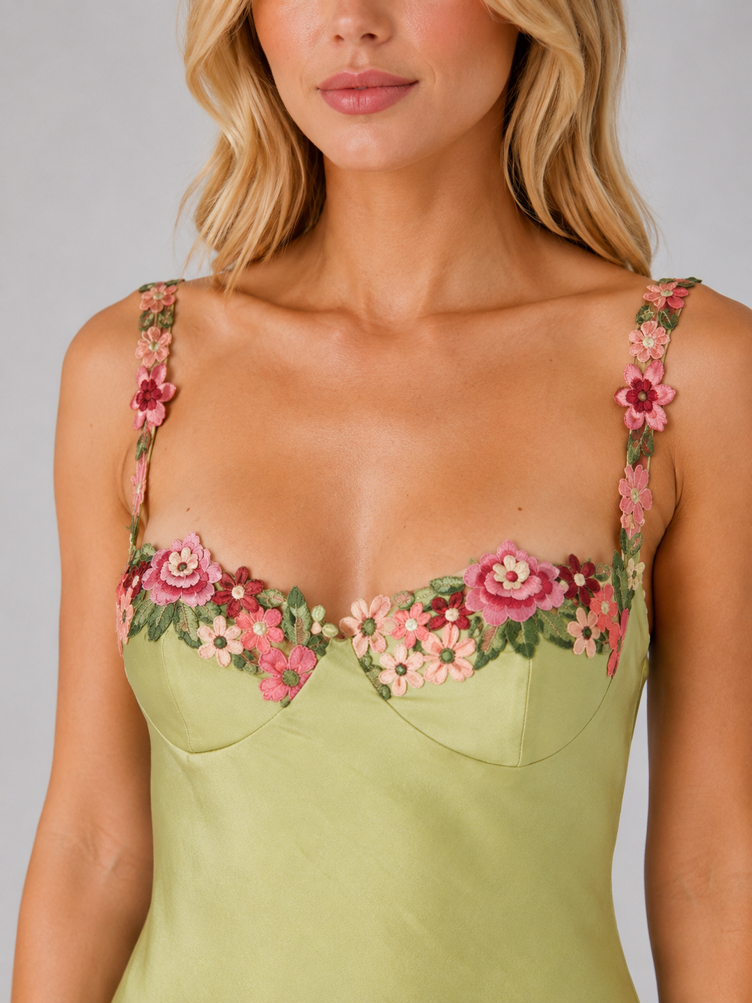 Women’s Embroidered Maxi Dress with Sculpted Fit