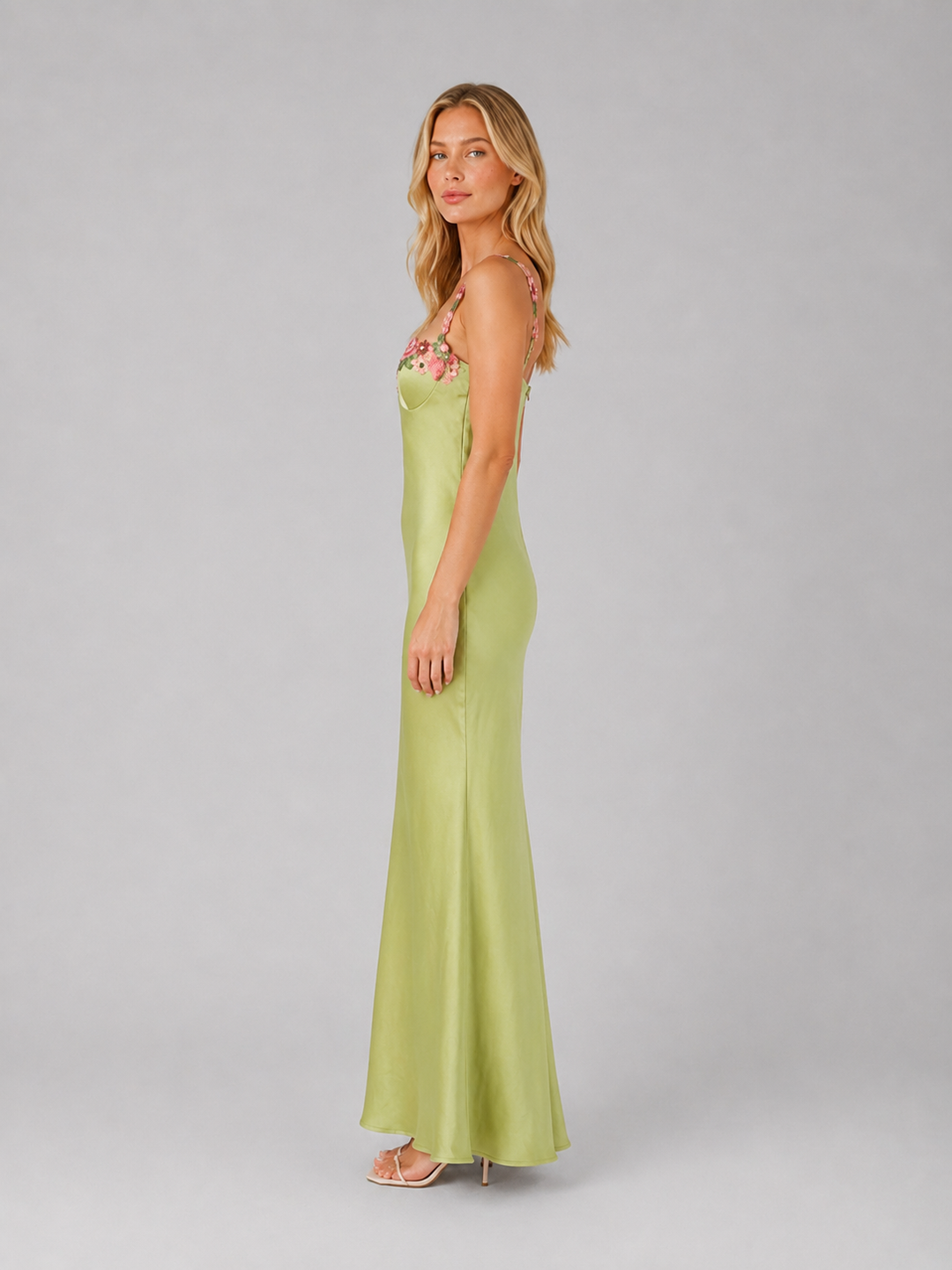Women’s Embroidered Maxi Dress with Sculpted Fit