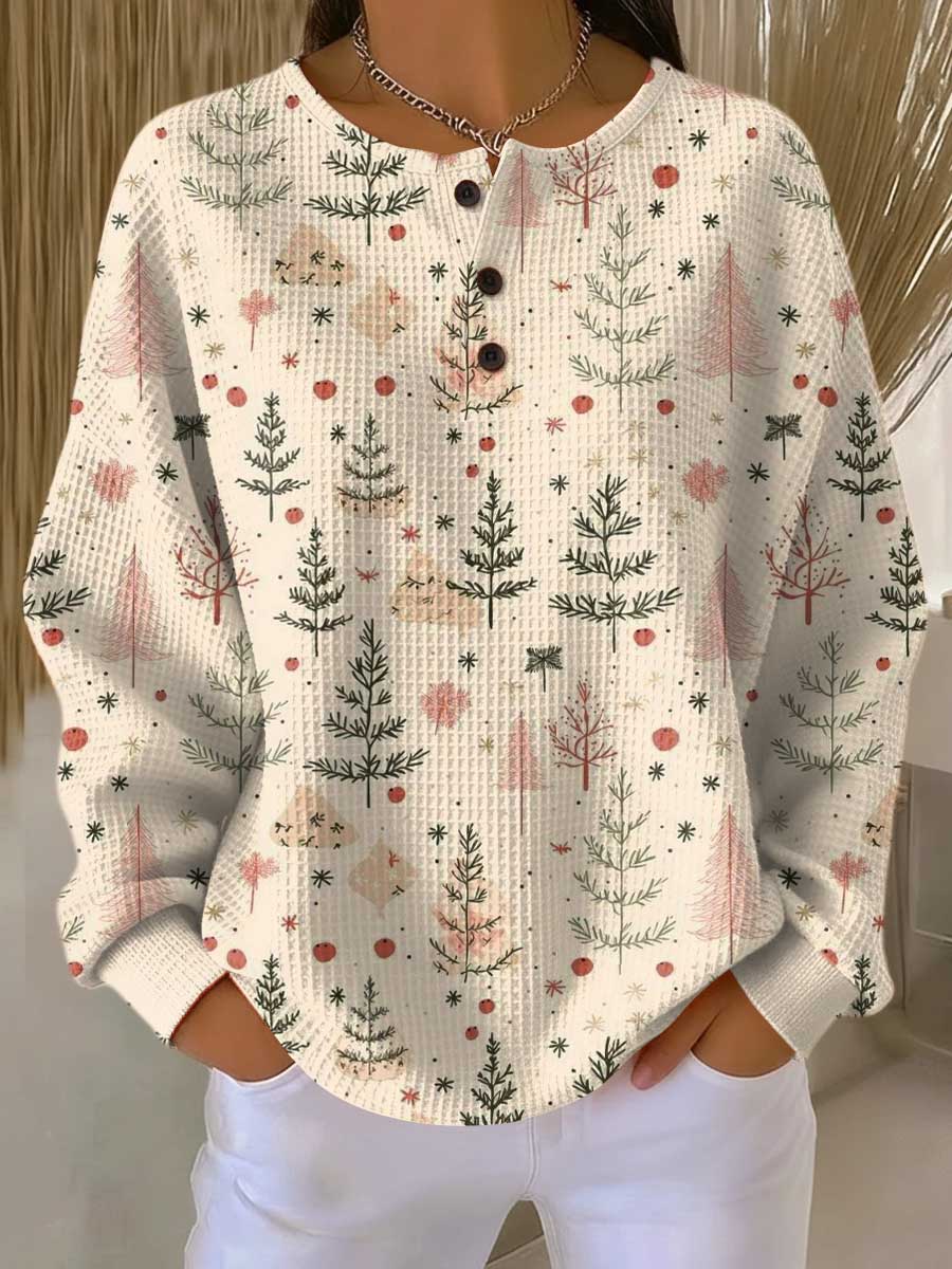 Women's Festive Knit Jumper with Waffle Knit for Autumn