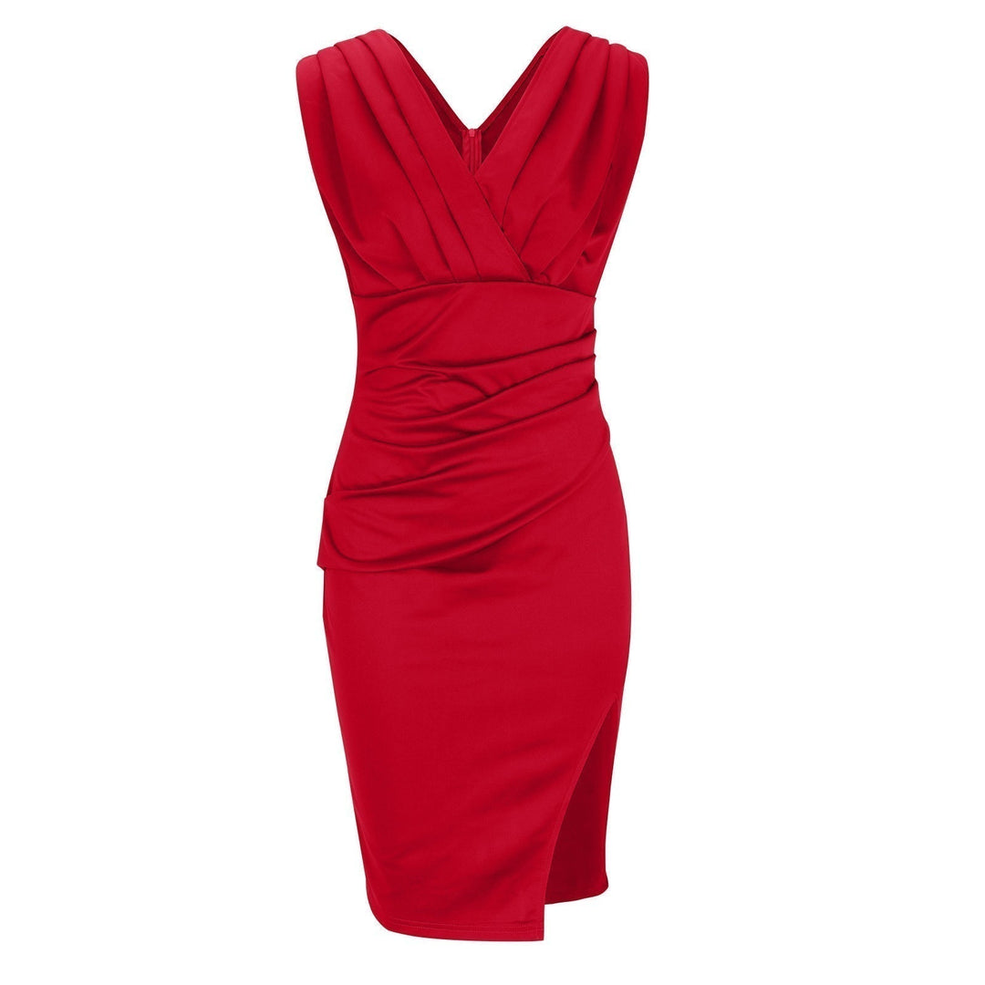 Women's Fitted Dress with V-Neck for Special Occasions