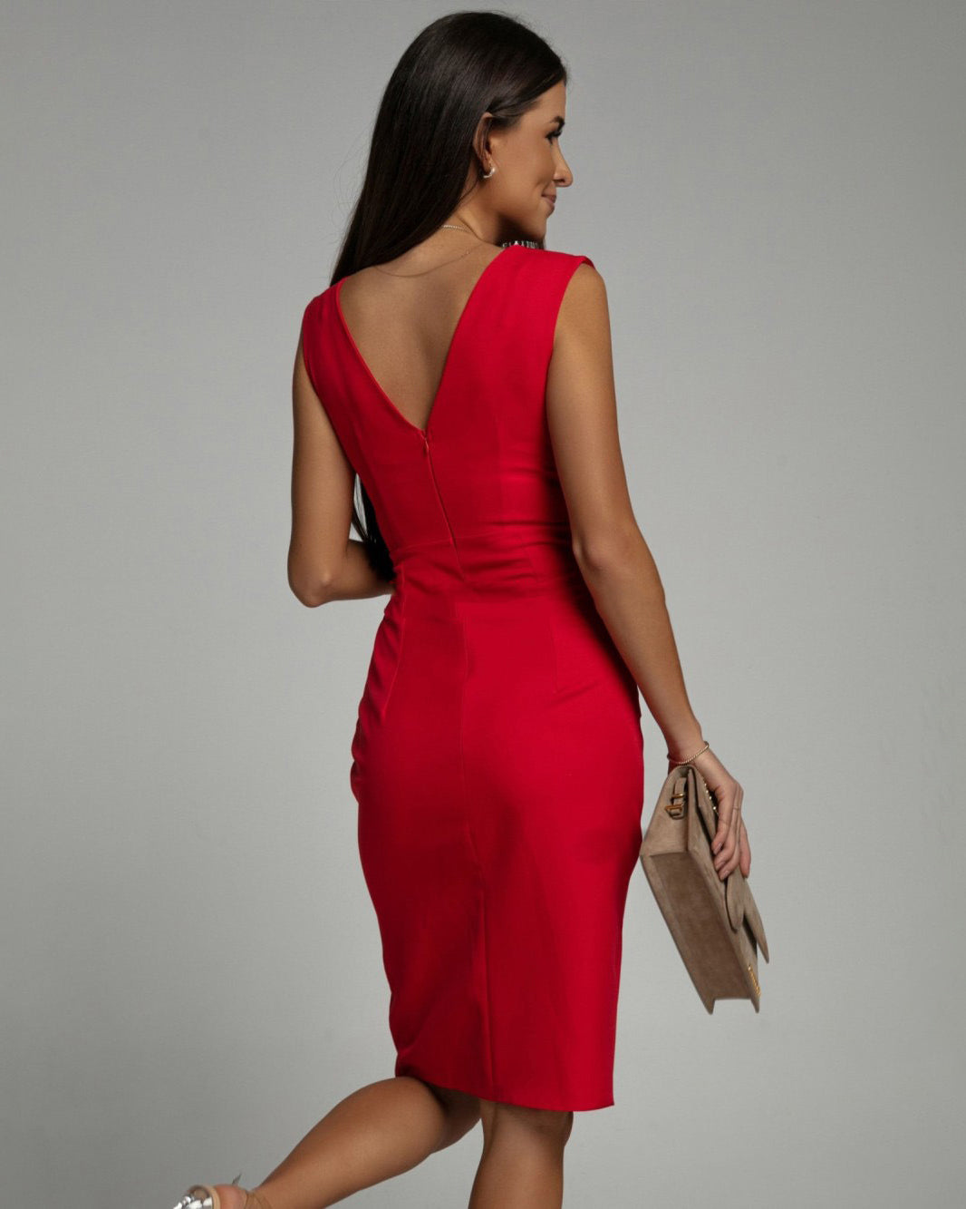 Women's Fitted Dress with V-Neck for Special Occasions