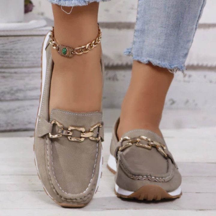 Women's Flannel Loafers with Suede Finish for Summer Outings