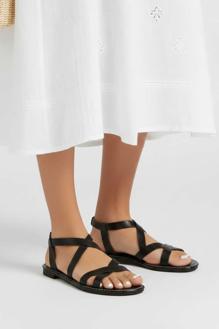 Women's Flat Sandals with Criss-Cross Straps for Summer