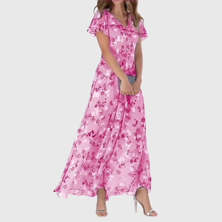 Women's Flattering Dress with Flutter Sleeves for Party