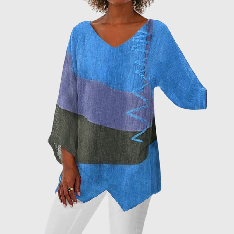 Women's Flattering Top with Unique Print for Office-Casual