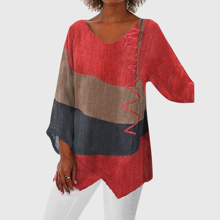 Women's Flattering Top with Unique Print for Office-Casual
