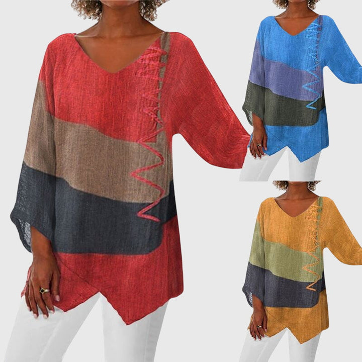 Women's Flattering Top with Unique Print for Office-Casual