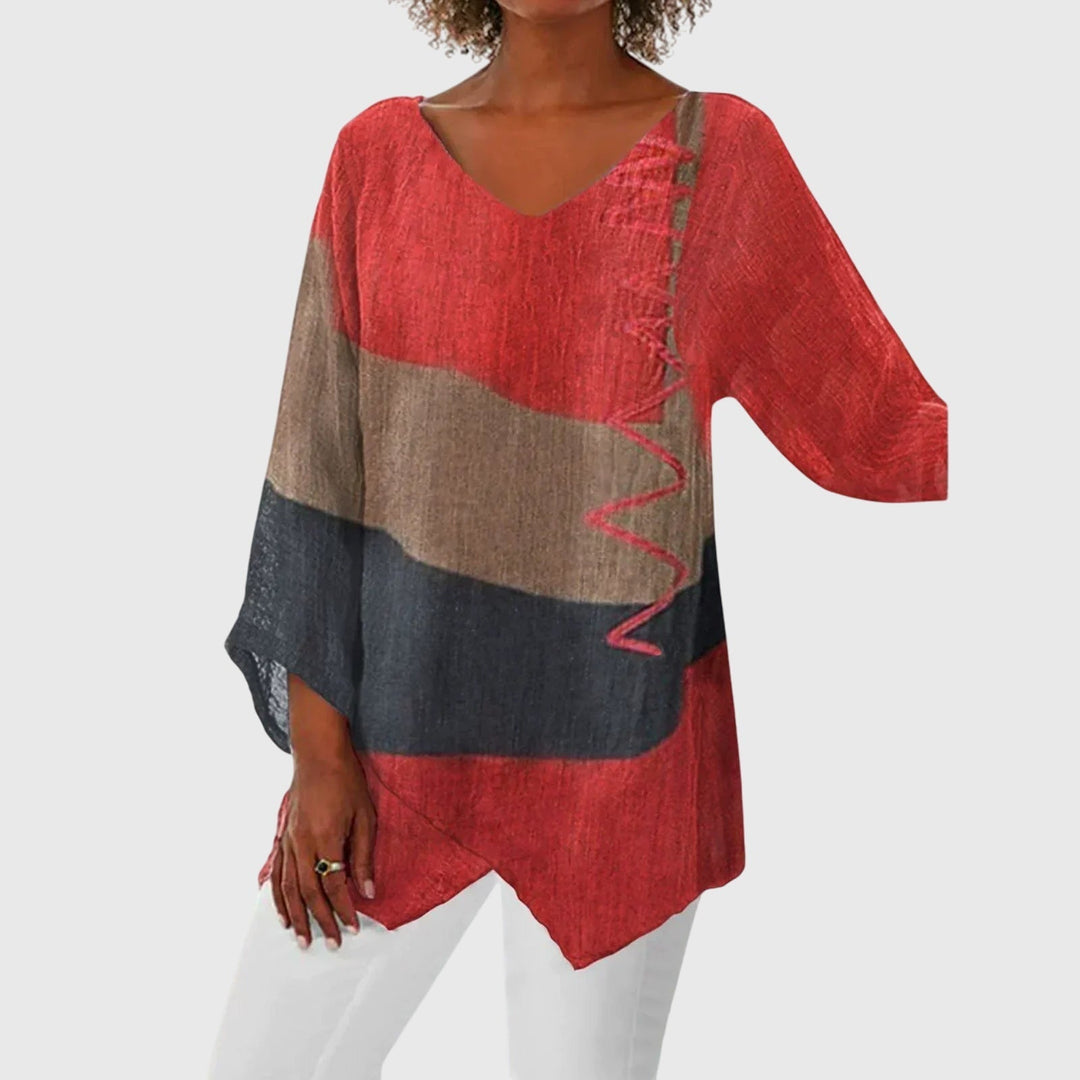 Women's Flattering Top with Unique Print for Office-Casual