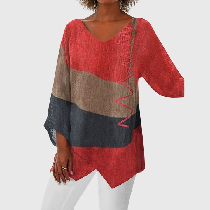 Women's Flattering Top with Unique Print for Office-Casual
