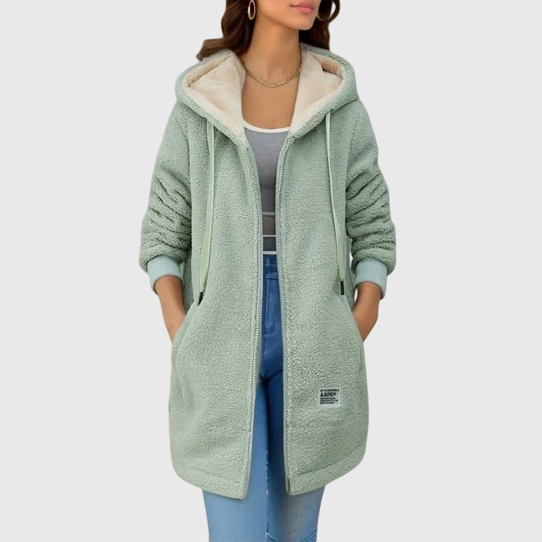 Women's Fleece Jacket with Hood for chilly everyday wear