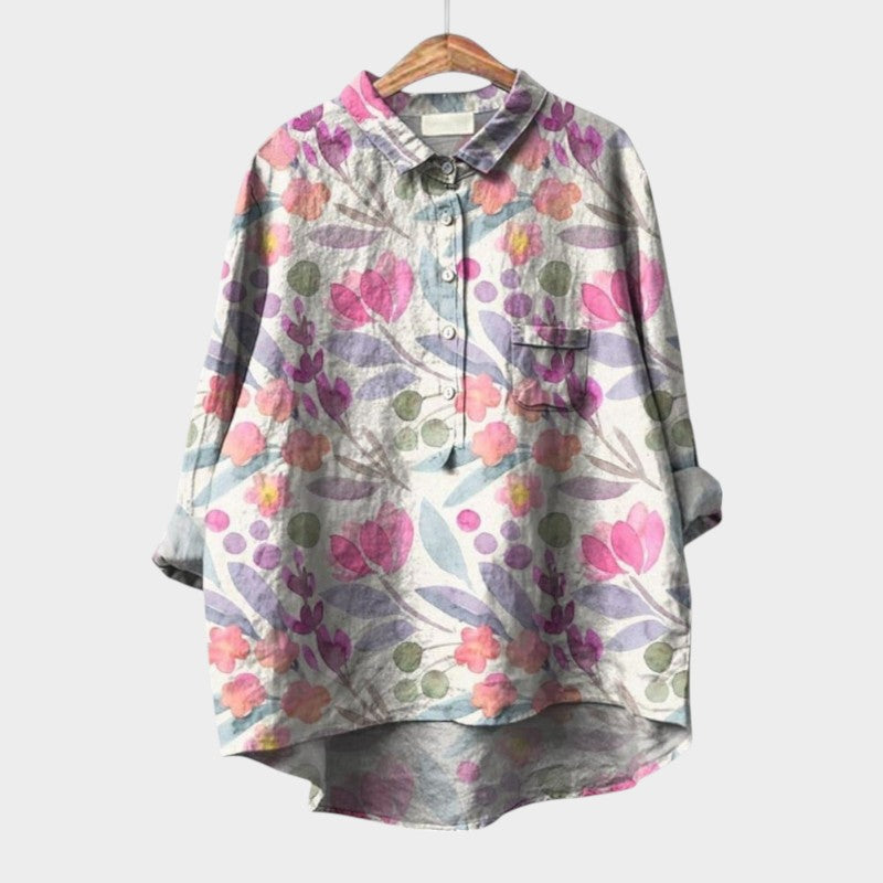 Women's Floral Blouse with Nature Print for Smart-Casual