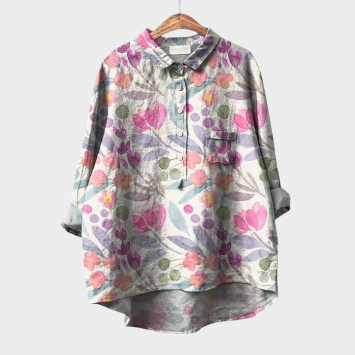 Women's Floral Blouse with Nature Print for Smart-Casual