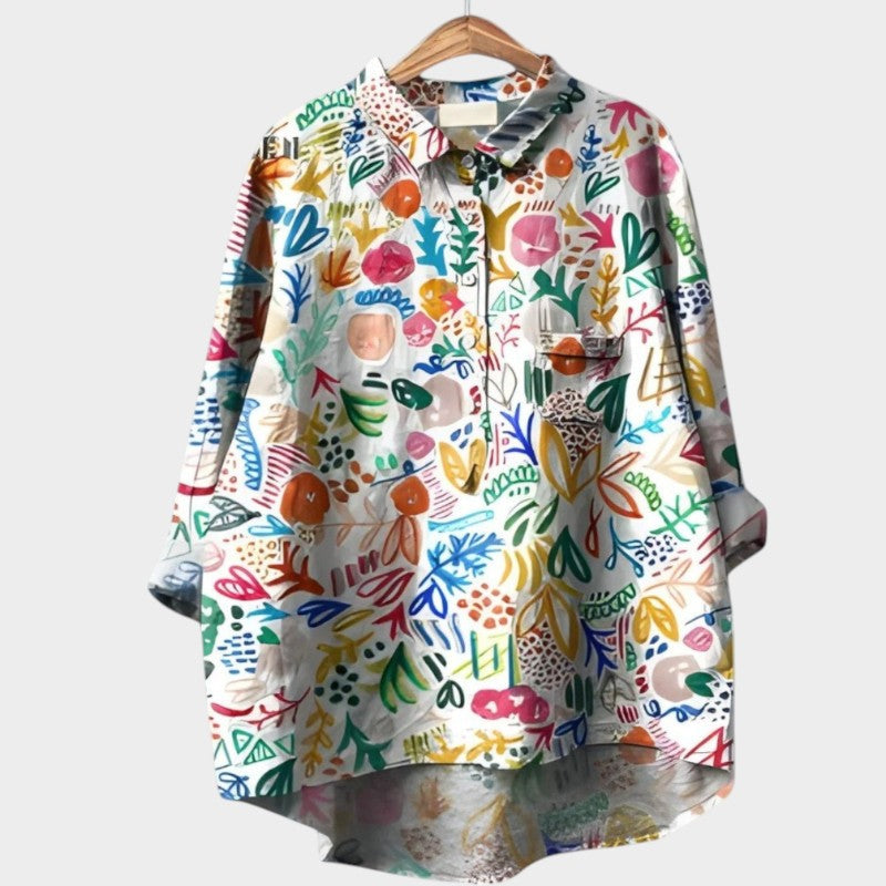 Women's Floral Blouse with Nature Print for Smart-Casual